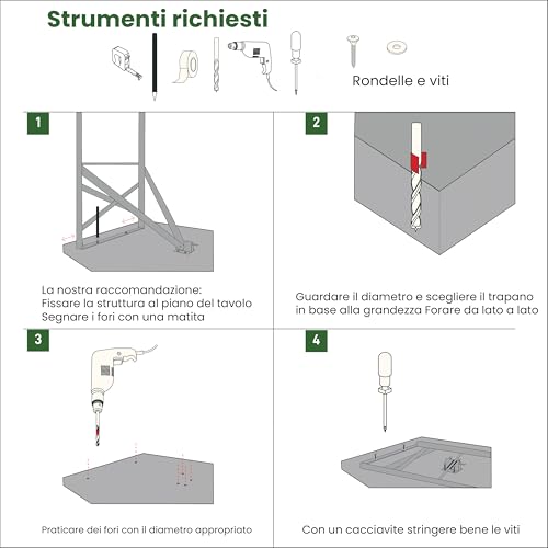 Vigormat Gambe di Ricambio per Panca Set Birreria in Metallo (2 Gambe + Kit (Verde))