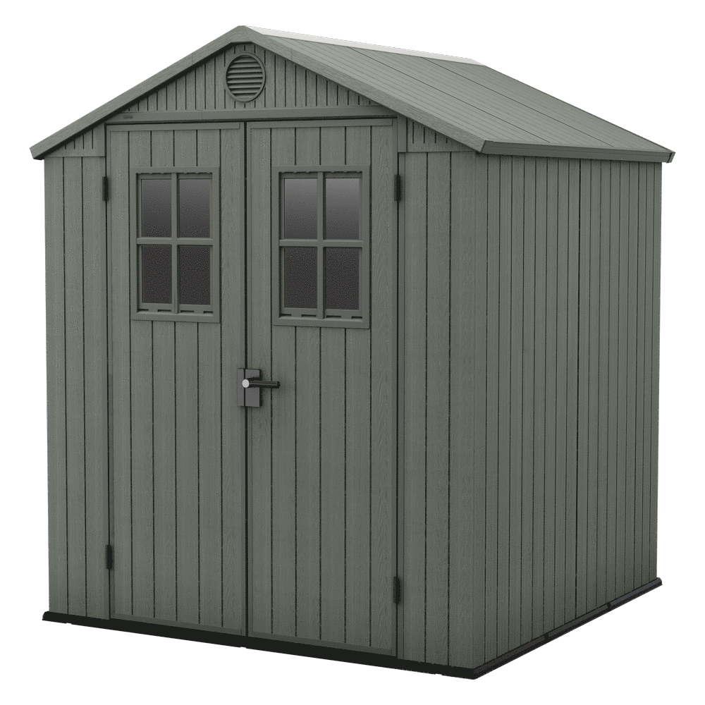 Keter Darwin 6X8 Verde - Casetta da giardino in resina 1,90mx2,45m x 2,21H 4,65 mq con pavimento -