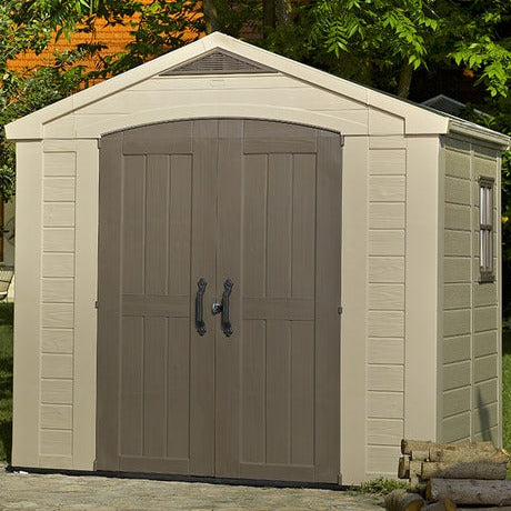 Keter Factor 8x6 - Casetta da giardino in resina 2,56m x 1,82m x 2,43H 4,65 mq con pavimento -