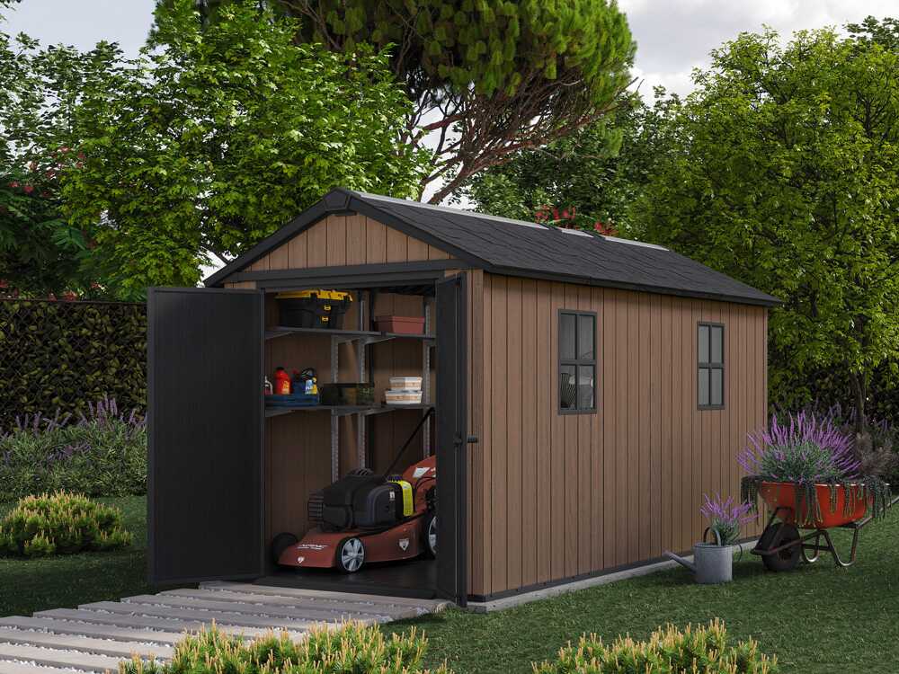 Keter Newton 1375/7513 - Casetta da giardino in resina Evotech 4,13m x 2,30m x 2,46h 9,5mq con pavimento e doppia azione di montaggio