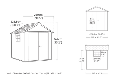 Casetta da giardino in resina 2,28m x 2,280m 5,19 mq con pavimento - Oakland Factor 7,5x7,5 Beige