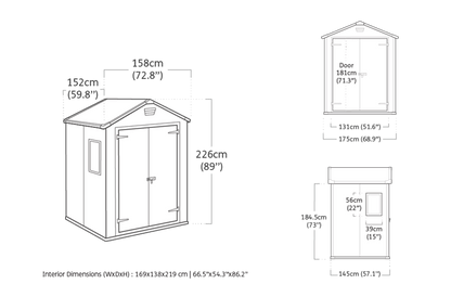 Casetta da giardino in resina 1,82m x 2,43m 4,25 mq con pavimento - Keter Manor 6x5