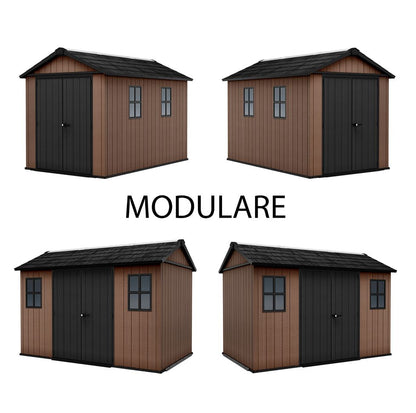 Keter Newton 1175/7511 - Casetta da giardino in resina Evotech 3,50m x 2,30m 8,05 mq con pavimento