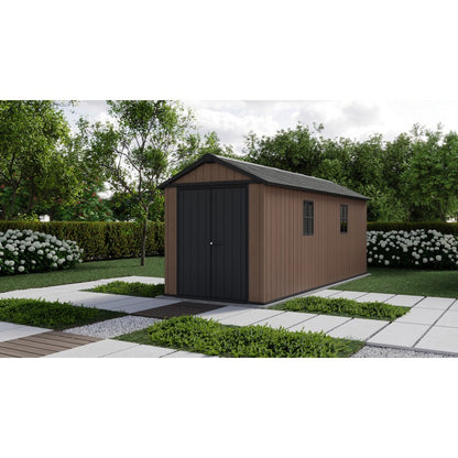 Keter Newton 1775/7517 - Casetta da giardino in resina Evotech 5,39m x 2,30m x 2,46h 12,40mq con pavimento e doppia azione di montaggio