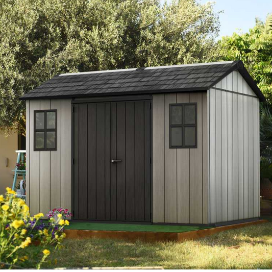 Keter Oakland 1175 - Casetta da giardino in resina Duotech 3,50m x 2,30m 8,05 mq con pavimento -